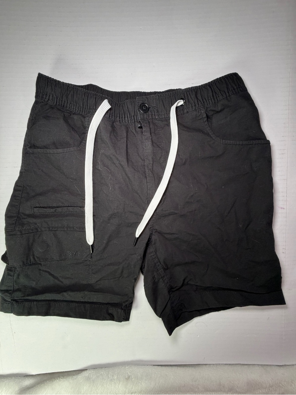 BYLT Basics Black Athletic Shorts with White Drawstring